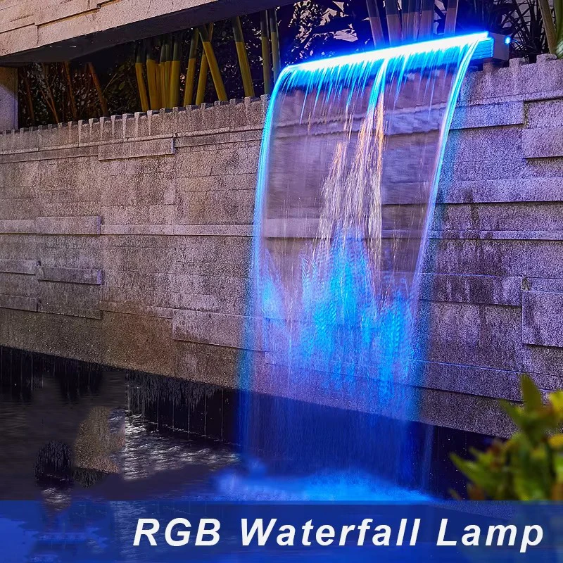 Acrylic Waterfall Lights Decor Water Curtain Wall Spout Outdoor Spa Swimming Pool Courtyard  With Led Light Stacked Waterfall