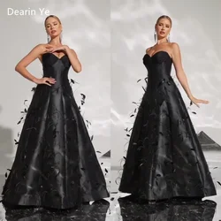 Customized Prom Dress Evening Formal Gown Dearin Strapless Ball Floor Length Skirts Draped Open Back Applique Feather Bespoke Oc