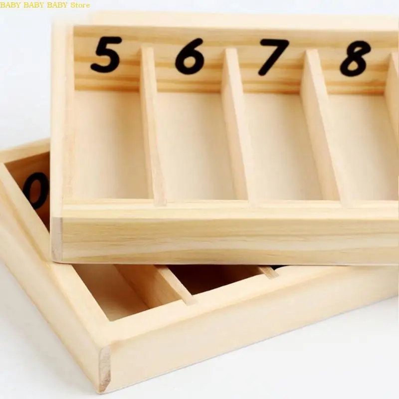 Q81A Natuurlijke houten spindelbox Wiskunde Tel speelgoed met kleurherkenning voor kinderen