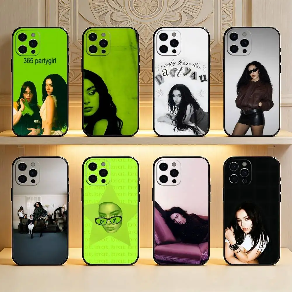 

BRAT C-Charli xcx Phone Case For iPhone17,16,15,14,13,12 Plus,Max Soft Silicone Black Cover