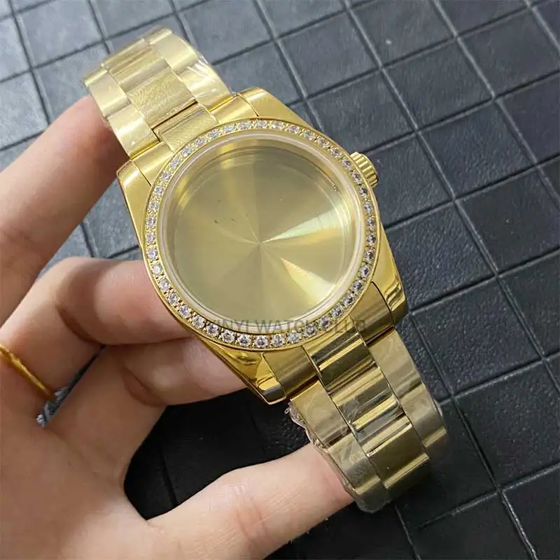 36mm/39mm gold watch case sapphire glass for NH35 NH36 NH34 4R automatic movement men watch modification Mechanical Movement kit