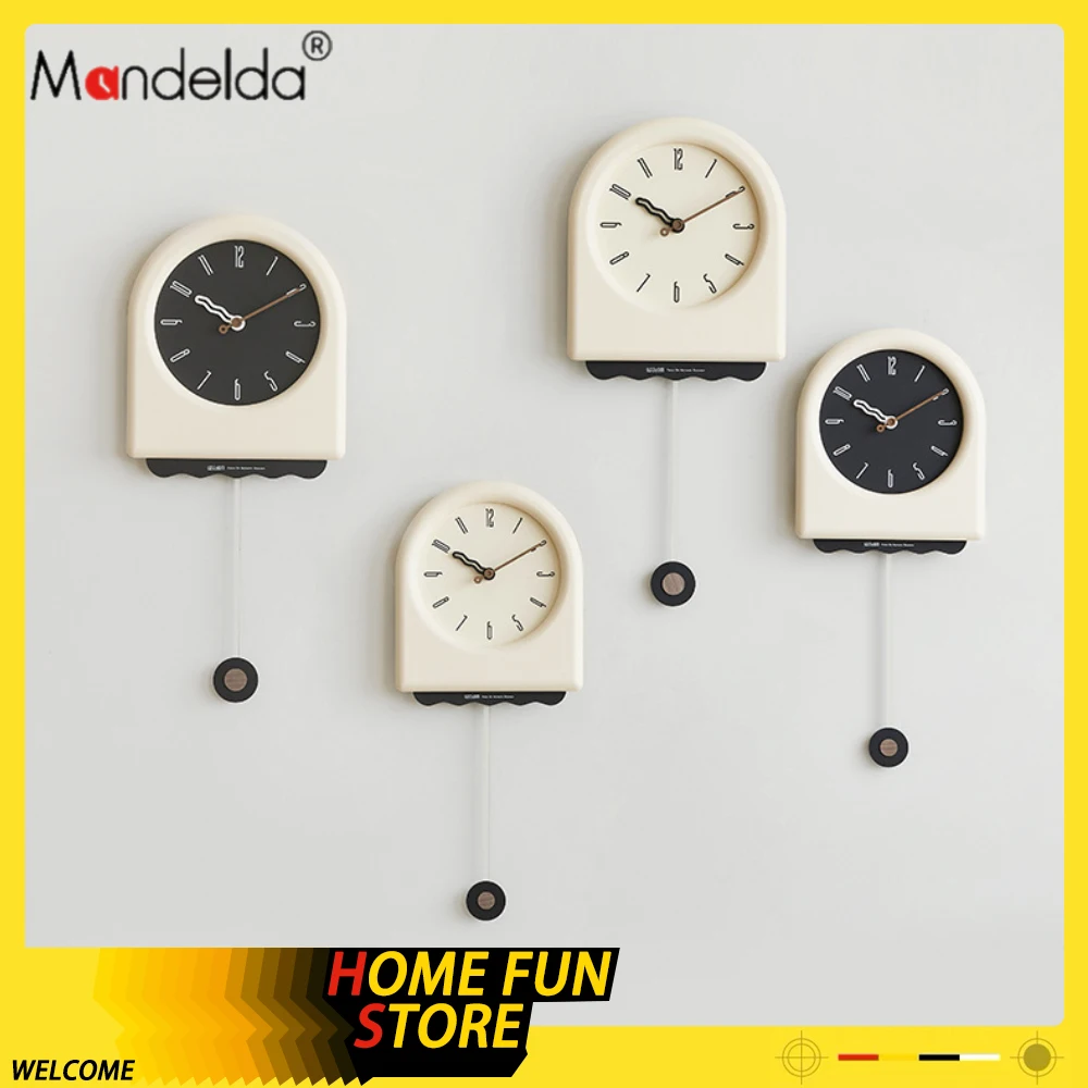 Mandelda French Style Wall Clock Acrylic Pointer  Single Face Modern Simplicity Sitting Room Bedroom Study Wall Clock Decorate