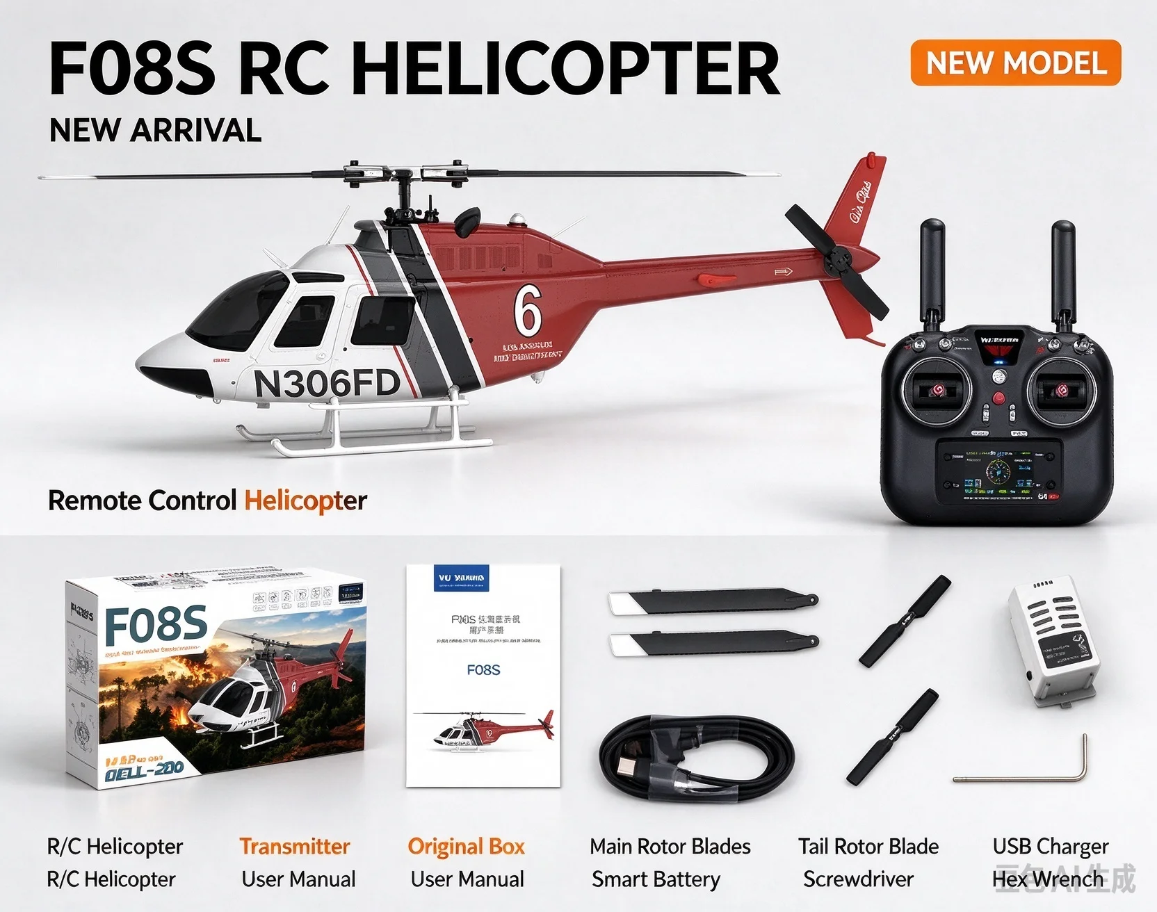 Yu Xiang F08S Bell 206 Remote Control Helicopter Gps Positioning Simulation Rc Airplane Model