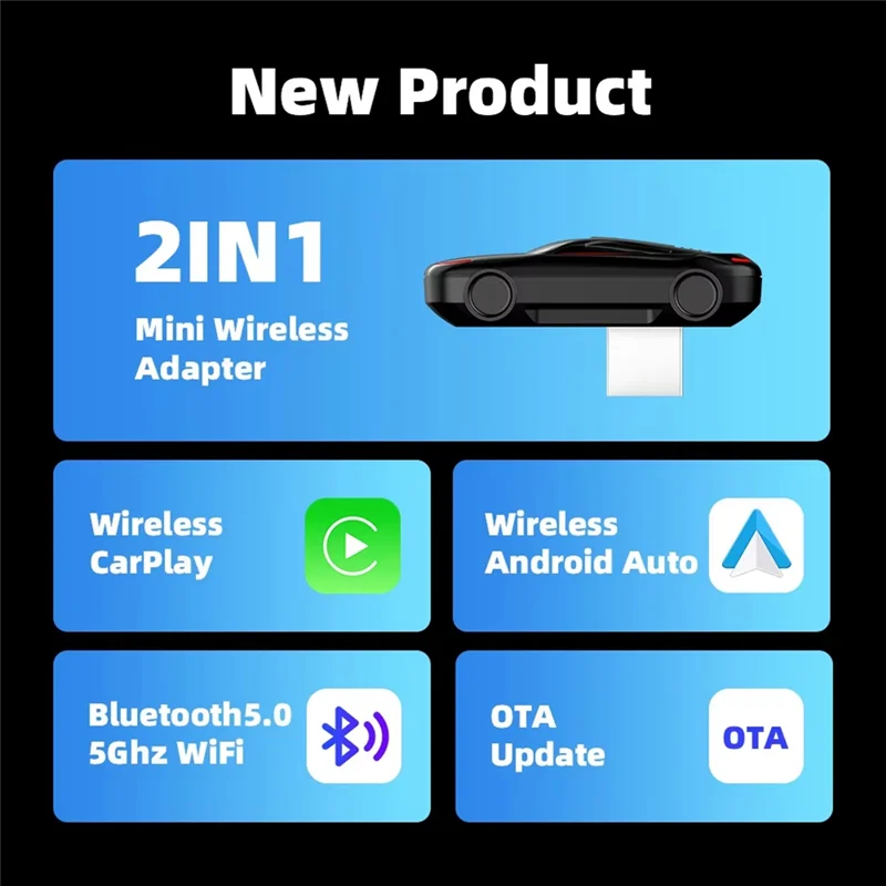 

Wireless Carplay Adapter Android Auto Smart AI Box Bluetooth Wifi Fast Connect Plug And Play For Wired Carplay Cars