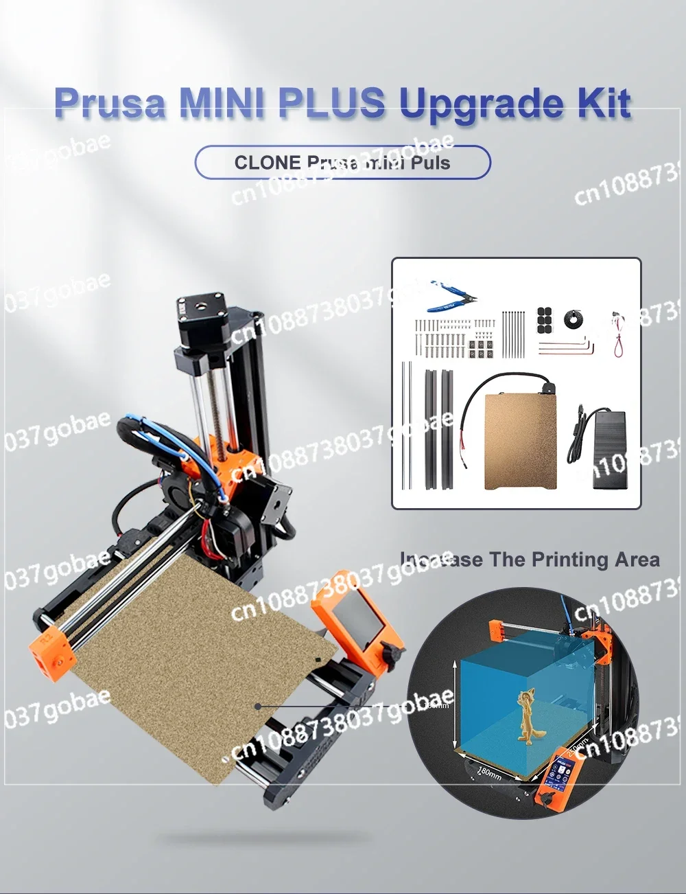 Prusa Mini Plus Upgraded Kit Including MW Power Supply Hotbed Double-sided Powder Coated Steel Plate