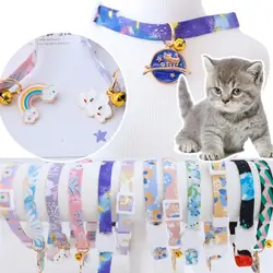 Collar con colgantes para mascotas, accesorio colorido con forma de huella para perro, cachorro y gato, Collar ajustable con anillo de campana de seguridad para mascotas