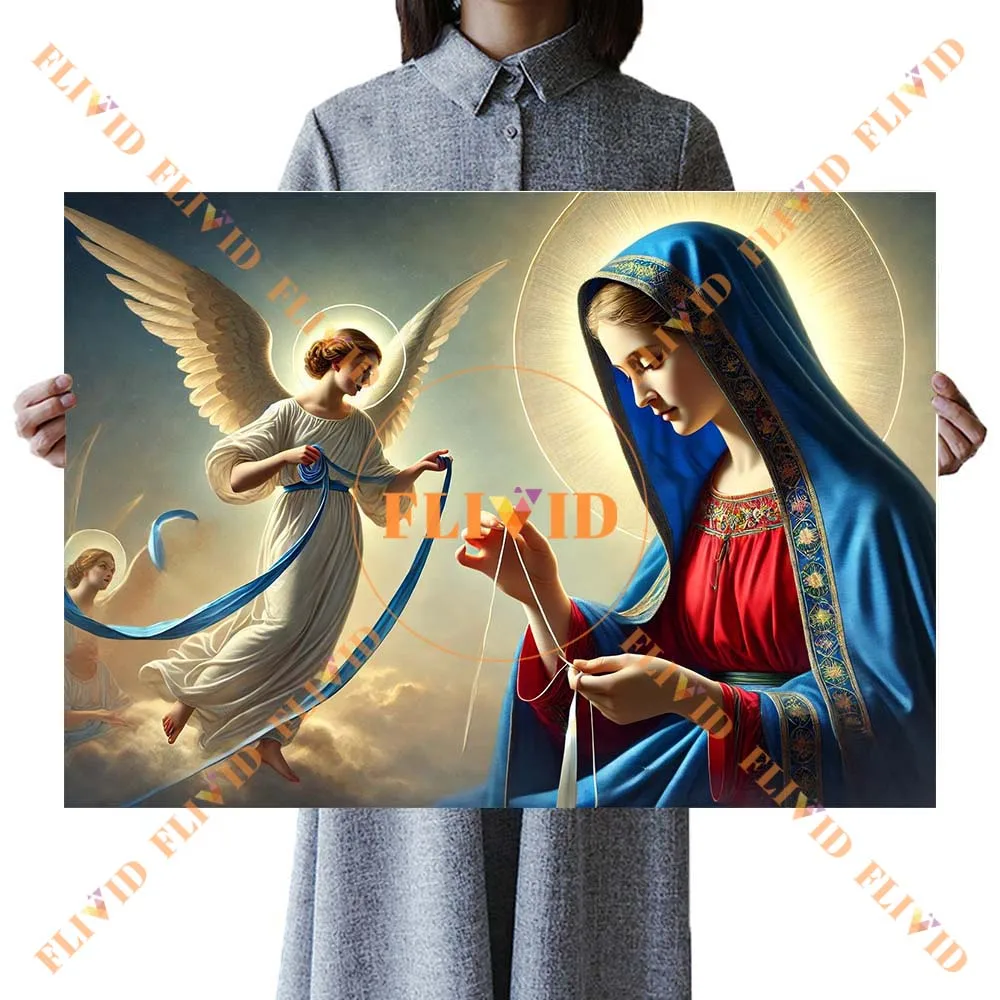الدين مريم العذراء المسيحية يسوع ملصق جدار صور لغرفة الكنيسة ديكور جدار الفن قماش اللوحة غير المؤطرة