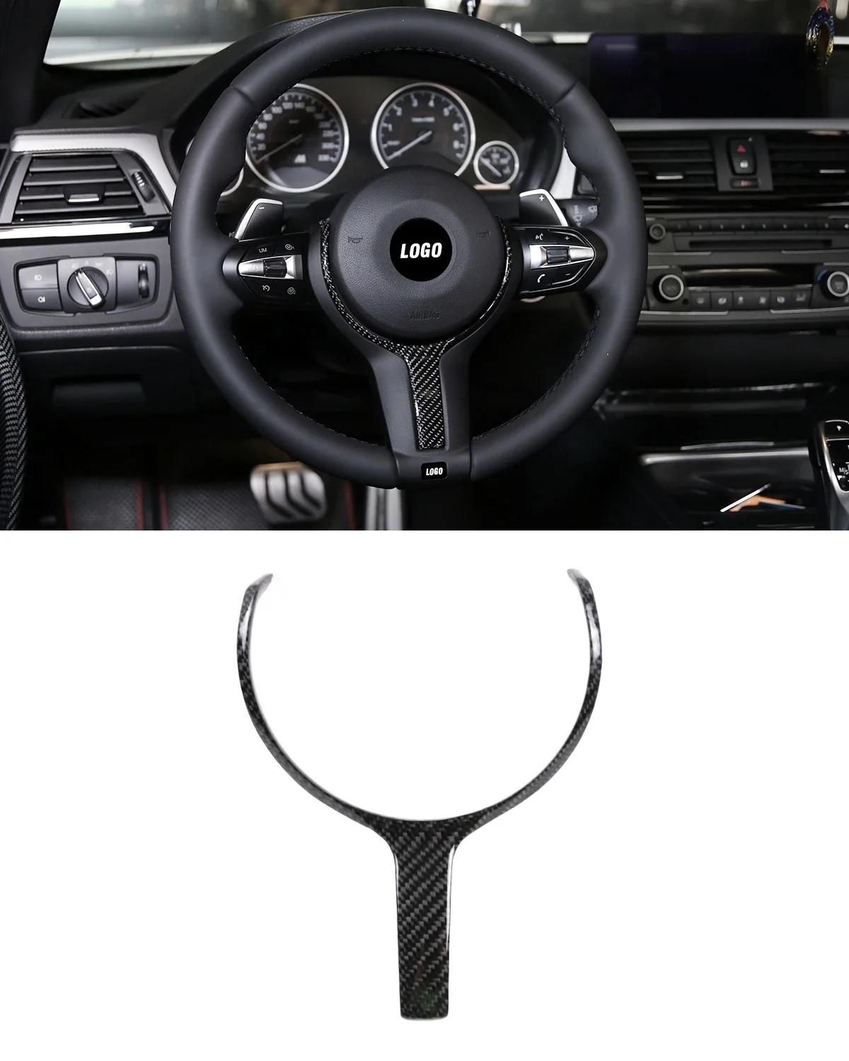 

Car steering wheel upgrade trim For BMW F30 F10 F20 F32 F34 F48 F25 F26 550D 328M M sport Carbon Fiber Decorative Accessories