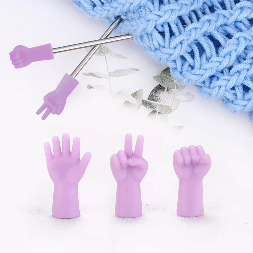 6Pcs Needles Anti-Shedding Cap Rock Paper Scissors Cute Needle Tip Protectors Gesture Shape Needle Tip Cap for Knitting Crafting