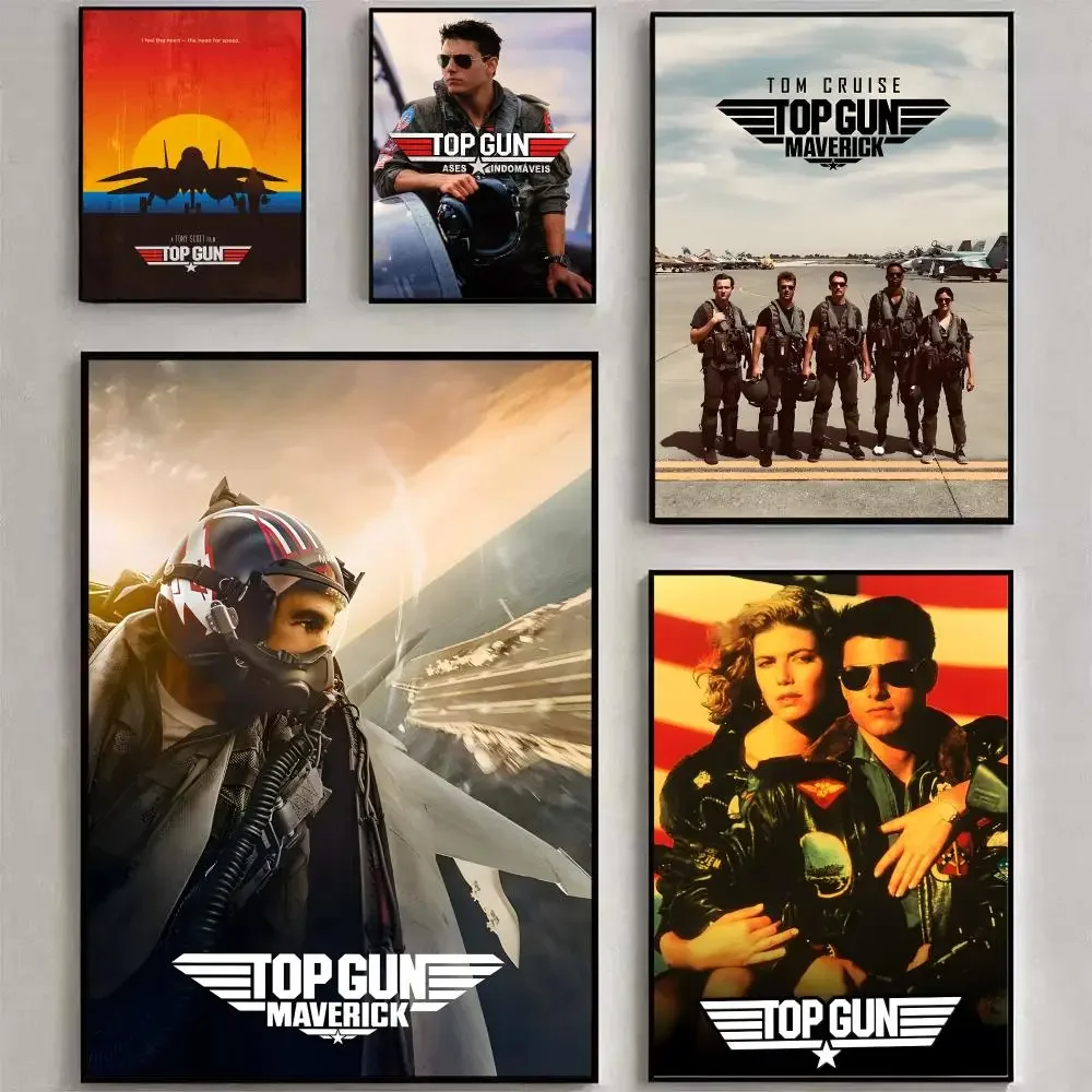 Movie T-Top Gun Maverick Poster Matte Peel And Stick Self Adhesive PVC Removable Waterproof Frameless Bedroom Living Room