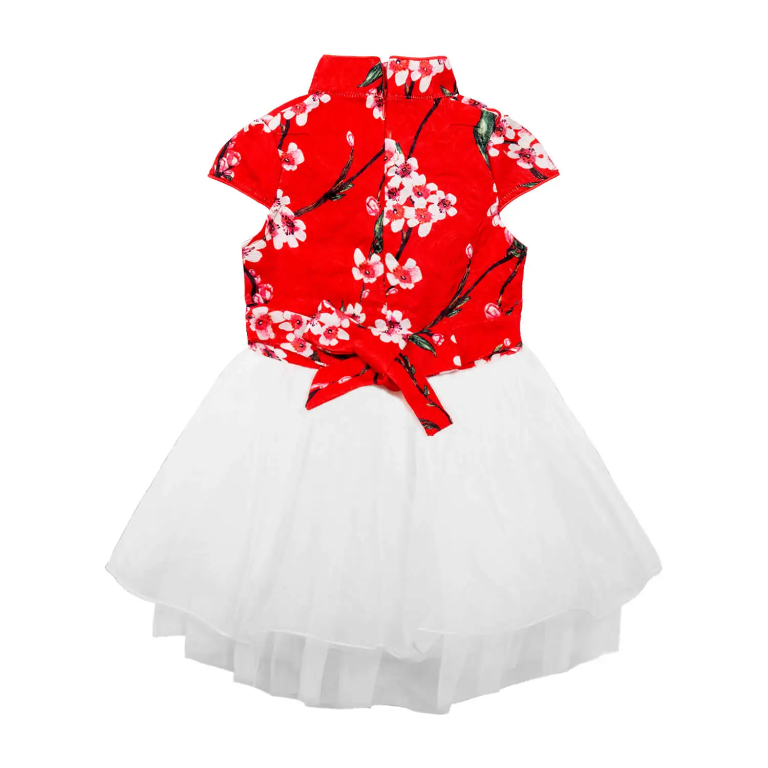 Mudkingdom Girls Chinese Qipao Princess Dress Floral Printing Embroidery Mesh Tutu Dresses for Toddler Girl Clothing Summer