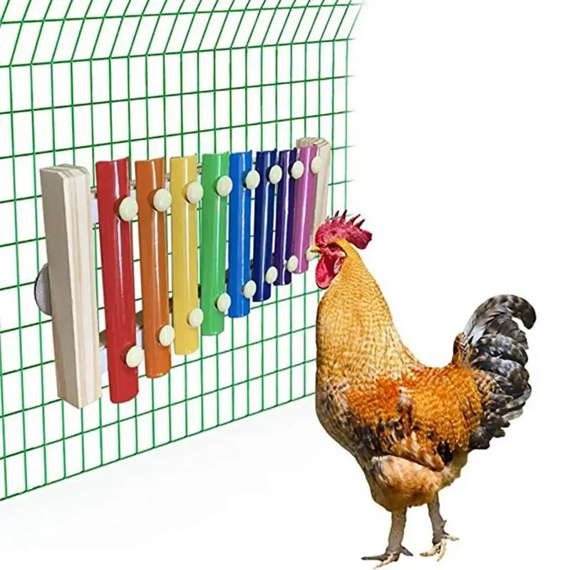 Xylophone for Chickens Birds Wood Coop Xylophone Toys for Chicken Multifunctional Chicken Toys for Henhouse Coop Pet Shop Home