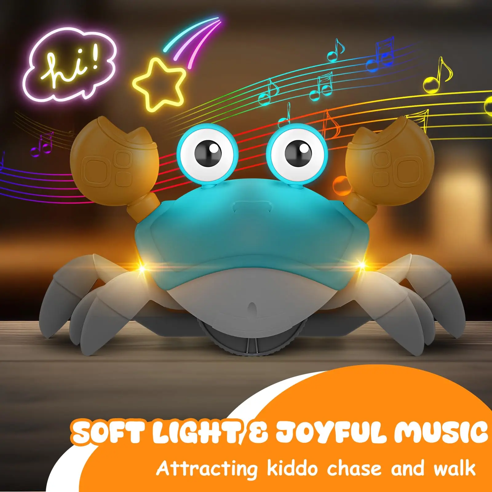 Juguete para gatear de pulpo y cangrejo de Escape por inducción para niños pequeños, mascota Musical electrónica para evitar obstáculos, juguetes interactivos para fiestas divertidas para bebés