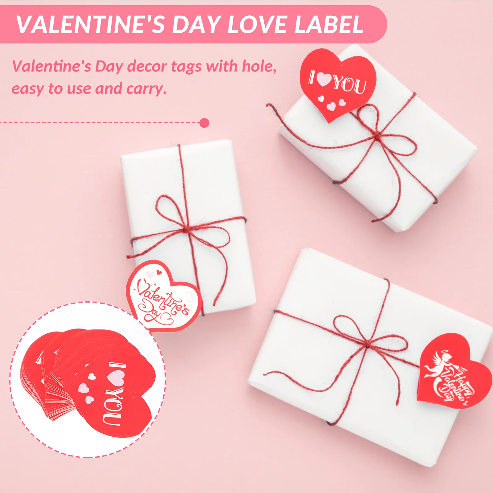 

150Pcs Valentine's Day Gift Tags Heart Bookmarks Hanging Pendant Packaging Label Decoration Party Favor Packaging Decor Tags