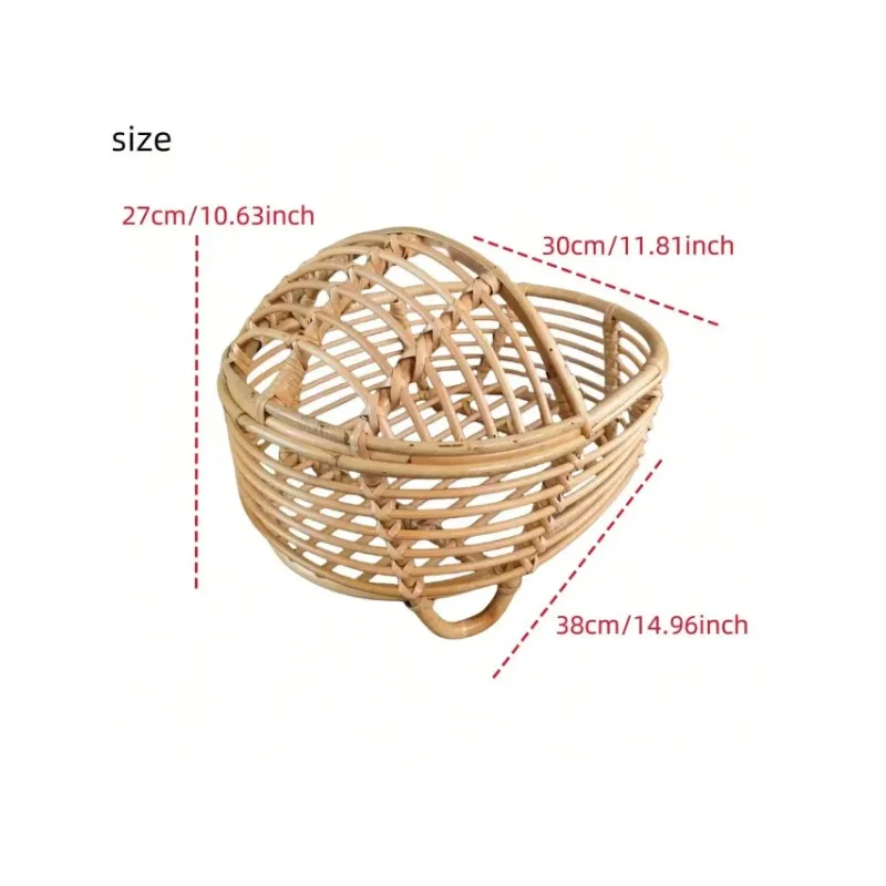 Handmade Brown Rattan Bed & Basket - Newborn Photography Props Practical Baby Furniture & Cherished Growth Souvenirs for Shoots view 3