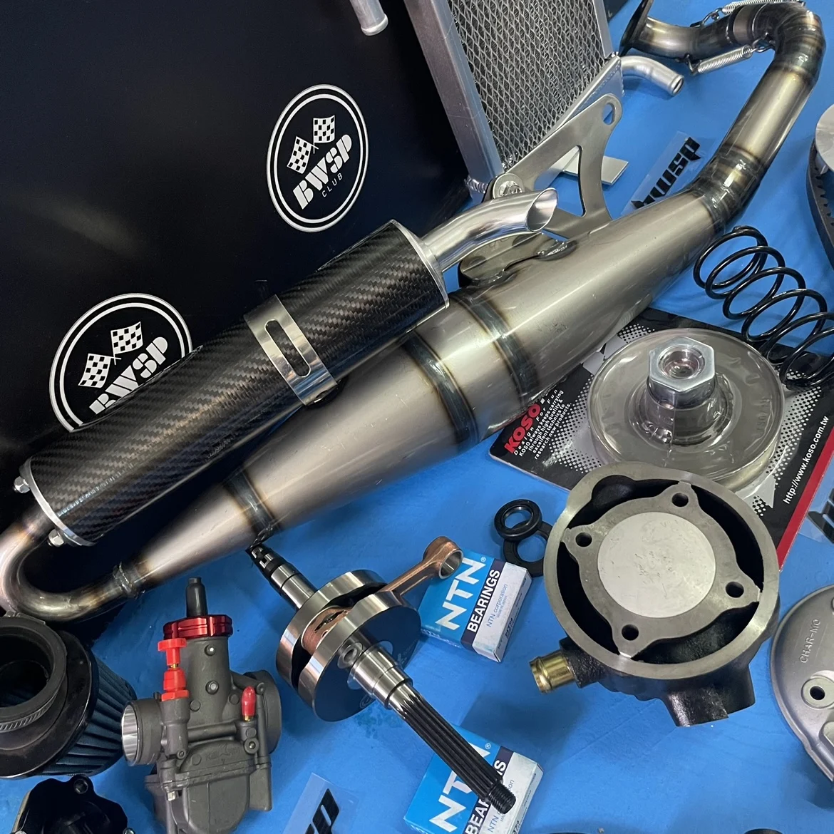 BWS100 Big Bore Kit 130cc 4VP 56mm Water Cooling Cylinder 53mm Crankshaft Racing Exhaust CVT Set Radiator Pump Bws 100