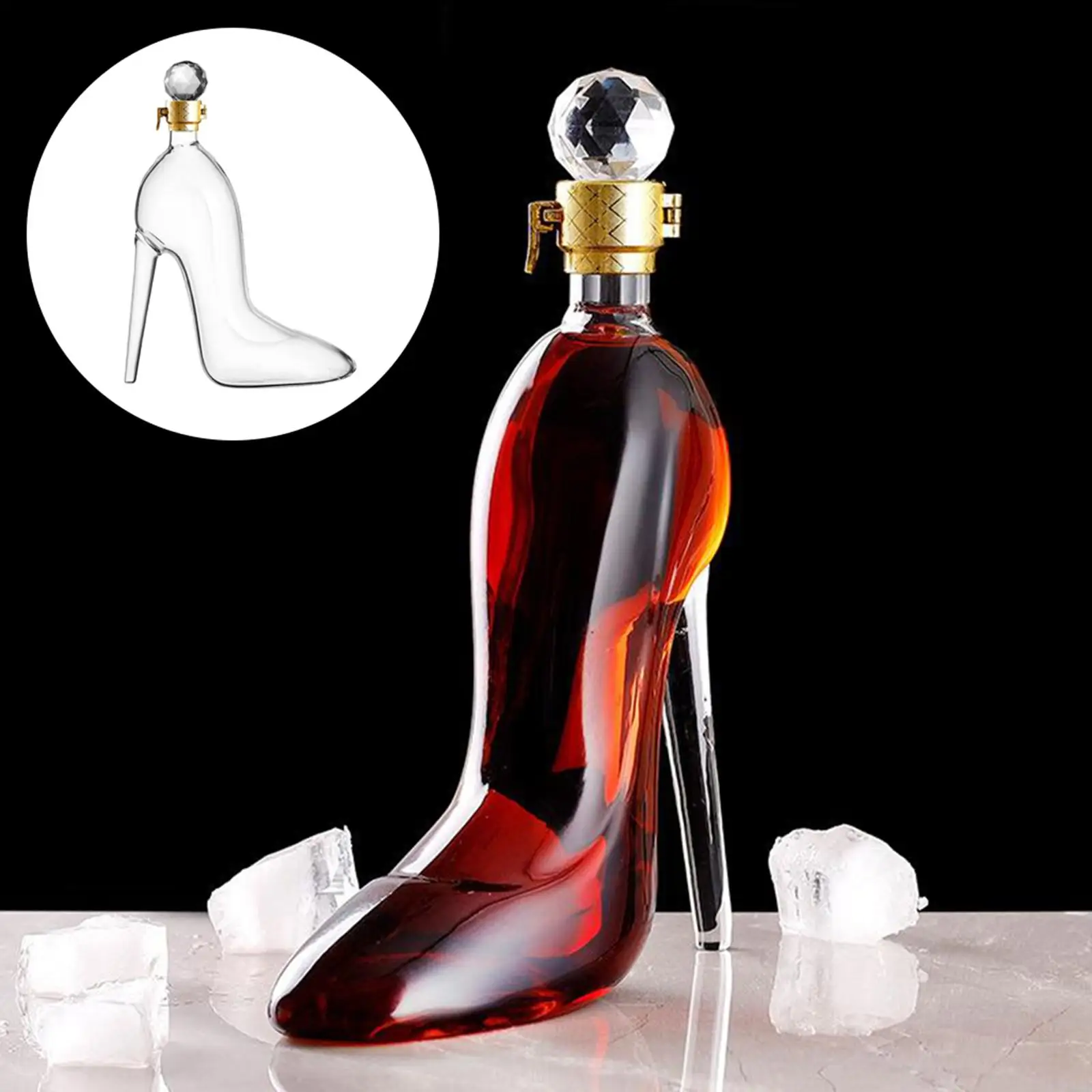Novelty High-heeled Shoes Shape Whisky Decanter Luxurious Crystal Free Glass Merlot Bottle Dispenser