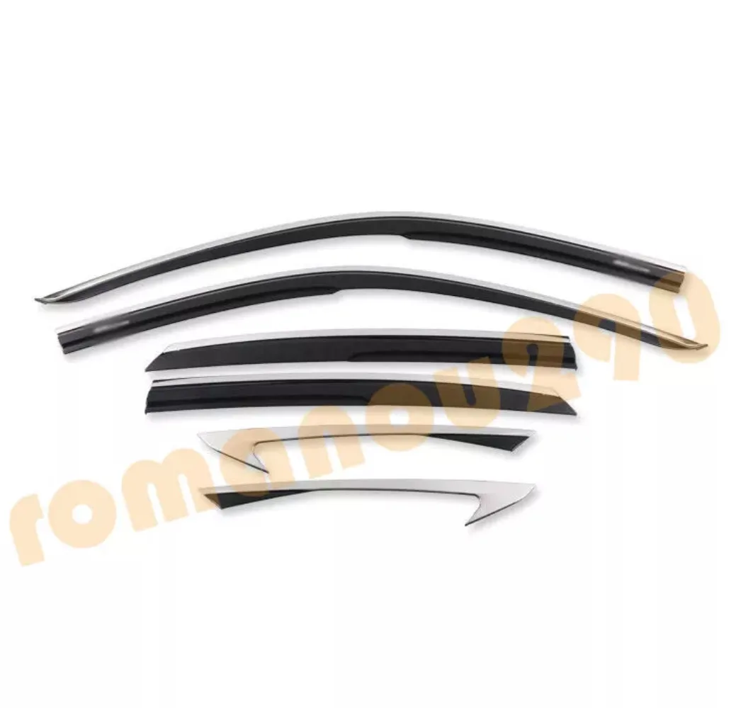 For Honda Civic 2022-2023 Black & Chrome Window Visor Vent Shades Sun Rain Guard