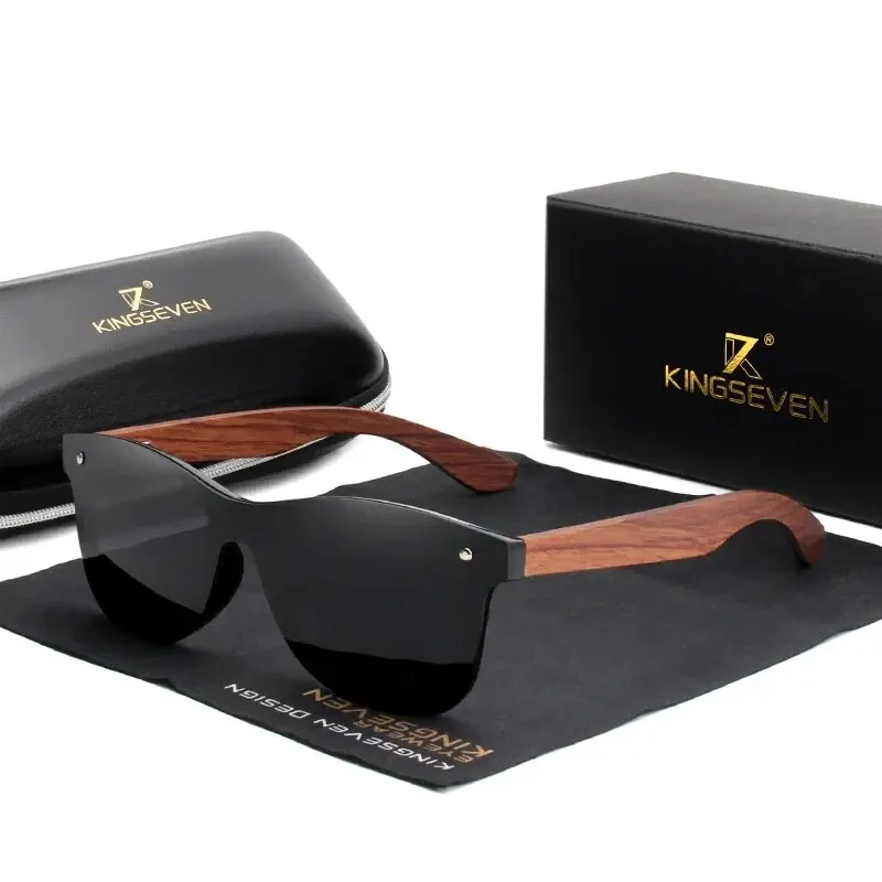 KINGSEVEN Natural Wooden Sunglasses Polarized Men Women Square Luxury Elegant Handmade Wood SunGlasses Driving for Men