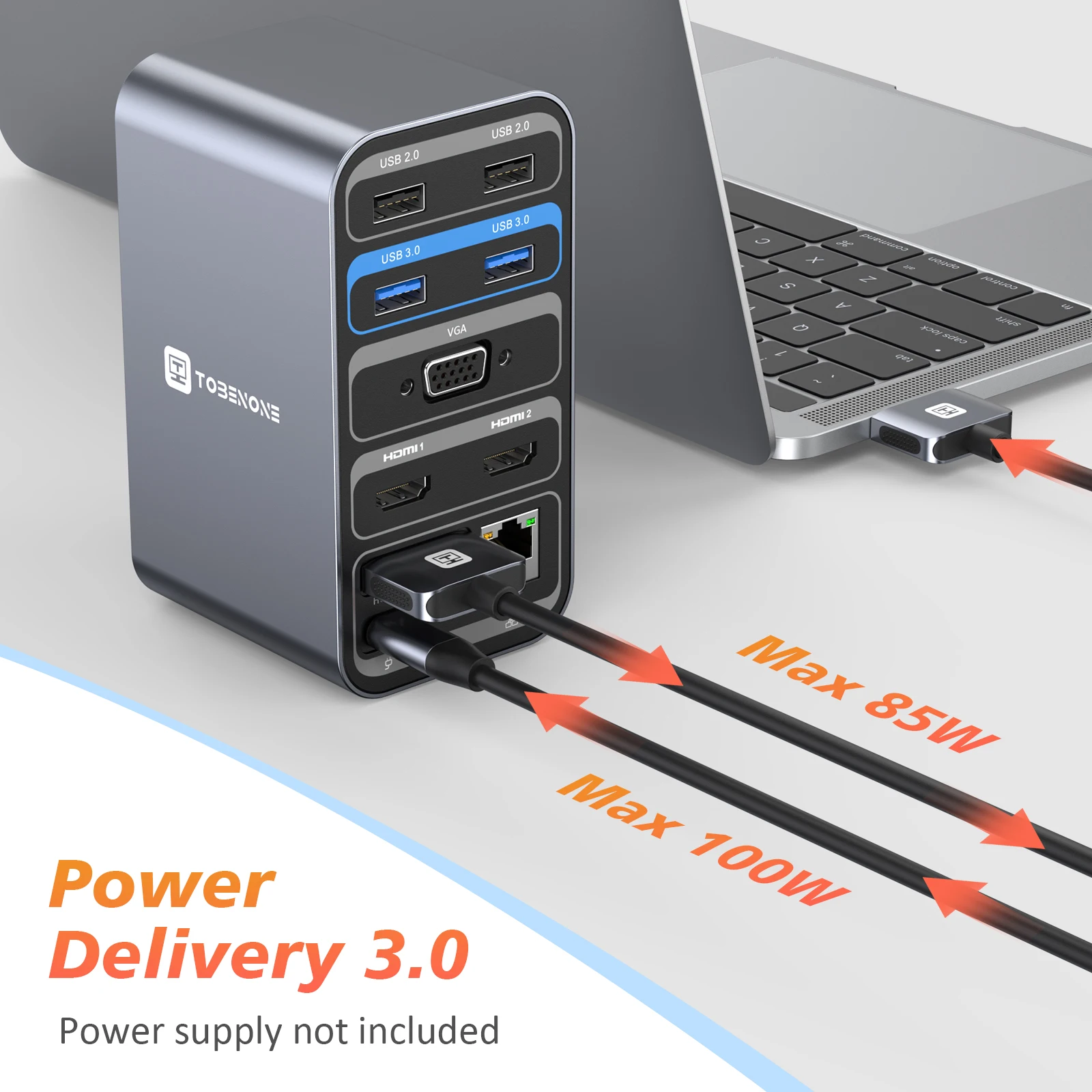 Tobenone USB C para Dual HDMI Hub 4K Docking Station para MacBook Pro/Air 13 em 1 com RJ45 USB 3.0 PD 100W Splitter HUB