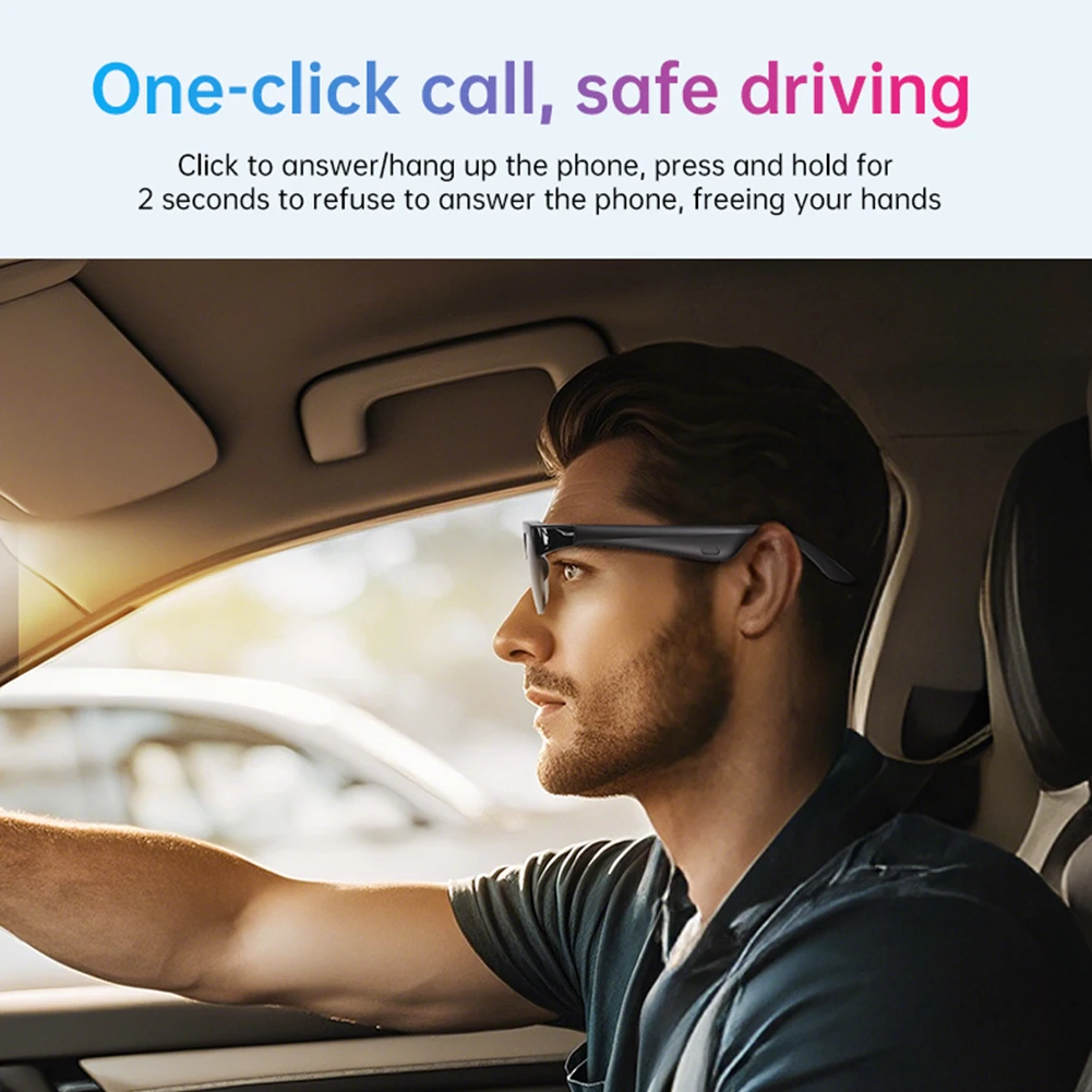 Smart Glasses AI Translator Hands-Free Music & Calls BT Sunglasses  Protection Outdoor Sports Headphones for Men Women