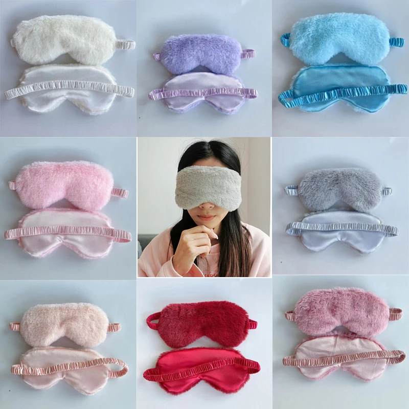 

Plush Silk Sleep Eye Mask Sleeping Masks Breathable Night Eyeshade Eye Cover Eyepatch Blindfold Travel Nap Rest Eyemask Women