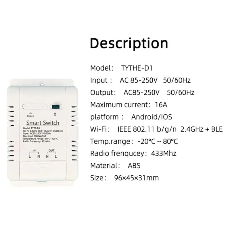 16A Wifi Temp Control Switch with Detachable Thermostat Probe Power Monitor for Indoor Storage Breeding Space