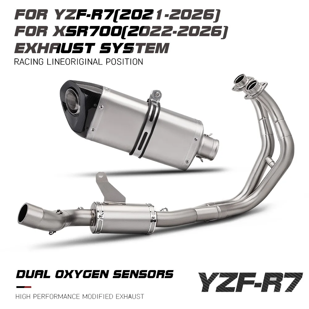 Motorcycle Stainless Steel Front Dual Oxygen Sensor FOR YZF-R7 XSR700 M20 R7 SR2 Exhaust Complete Kit 2021-2022-2026