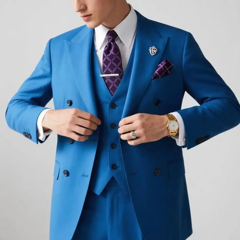 

Men Peak Lapel 3piece Blazer Vest and Pant Set Groom Tuxedo Suits for Men Wedding Dresses Business Banquet