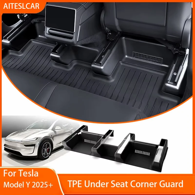 

Upgrade TPE Seat Corner Protect Cover For Tesla Model Y 2025 Front Rear Seat Under Slide Rails Guard Anti-Kick Decor Protection