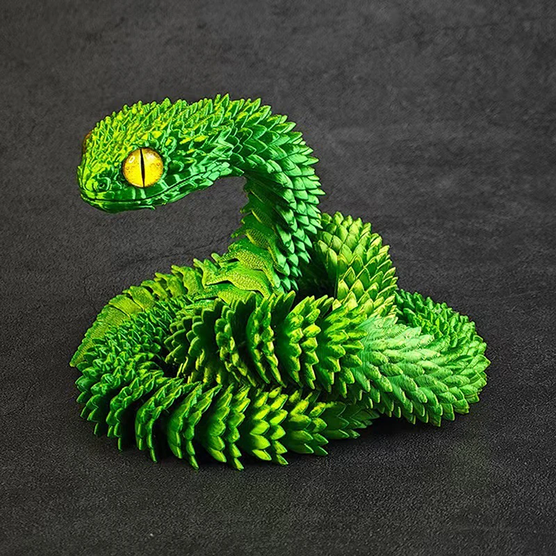 30cm 3D Printed Snake Model Desktop Snake Ornament Cool Multi-Jointed Activity Model Fish Tank Aquarium Home Decoration