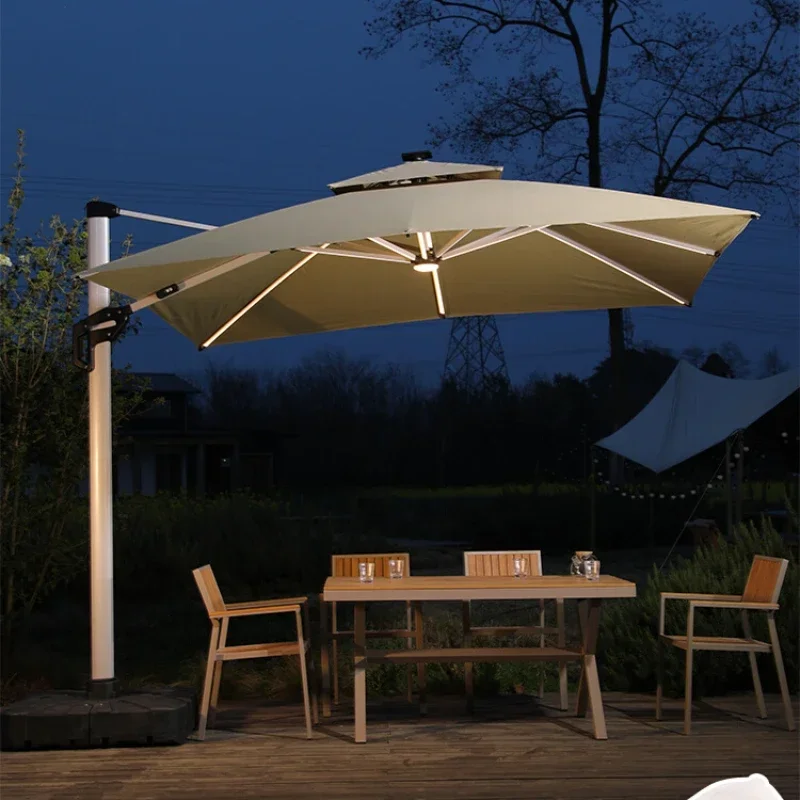 

Table and chair with umbrella Outdoor leisure table and chair combination Home garden rattan chair Garden sunshade Roman umbrell
