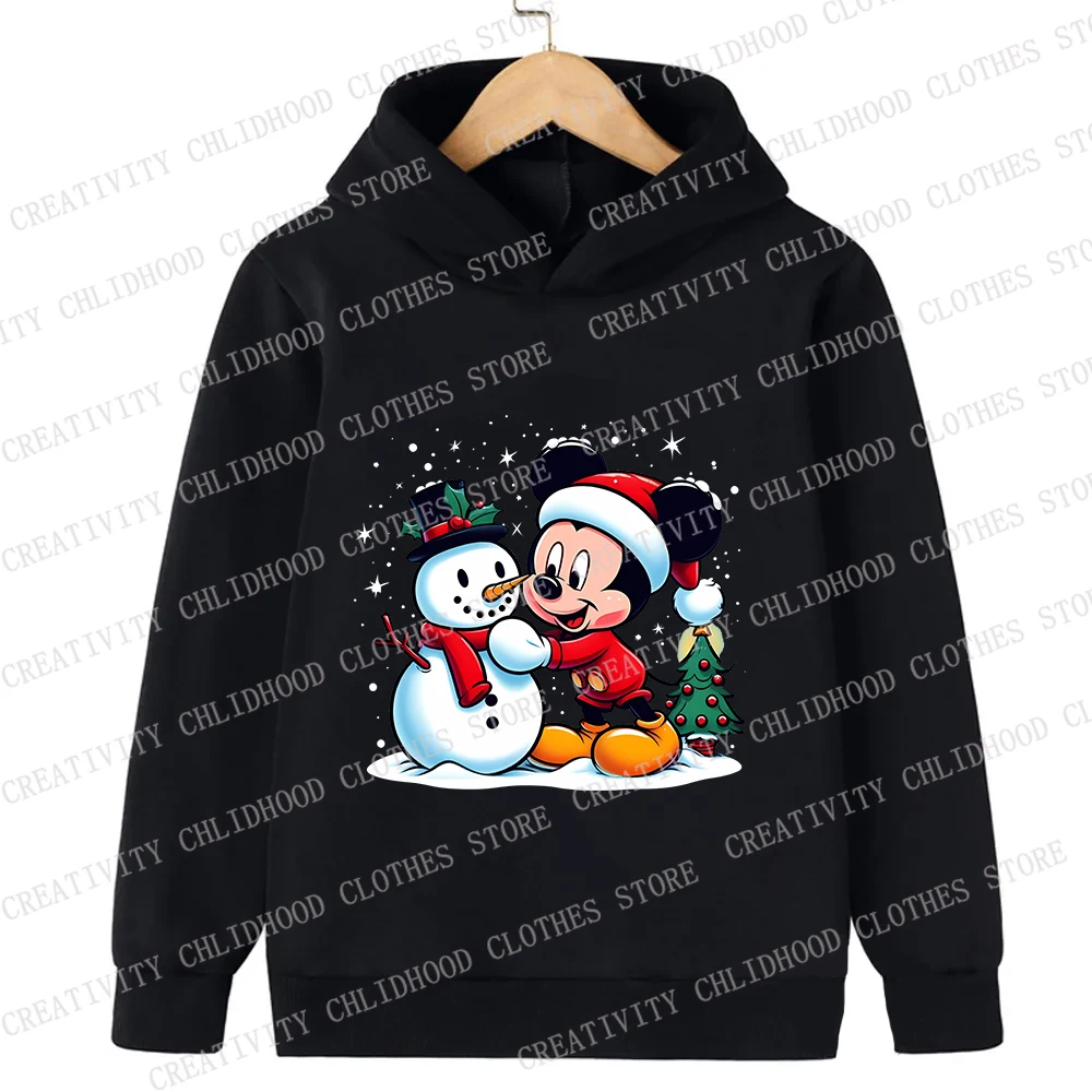 Christmas Hoodies Disney Children Mickey Mouse Winnie Kids Pullover Cartoons Casual Clothes Girl Boy Cartoons Tops Sweatshirts