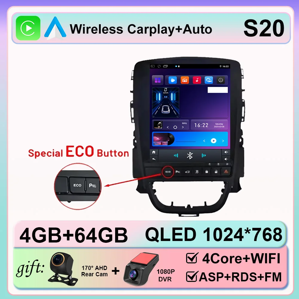 Android 16 Carplay voor Opel Astra J Cascada Buick Verano Excelle 2009-2015 Autoradio Auto Navigatie Multimedia Speler