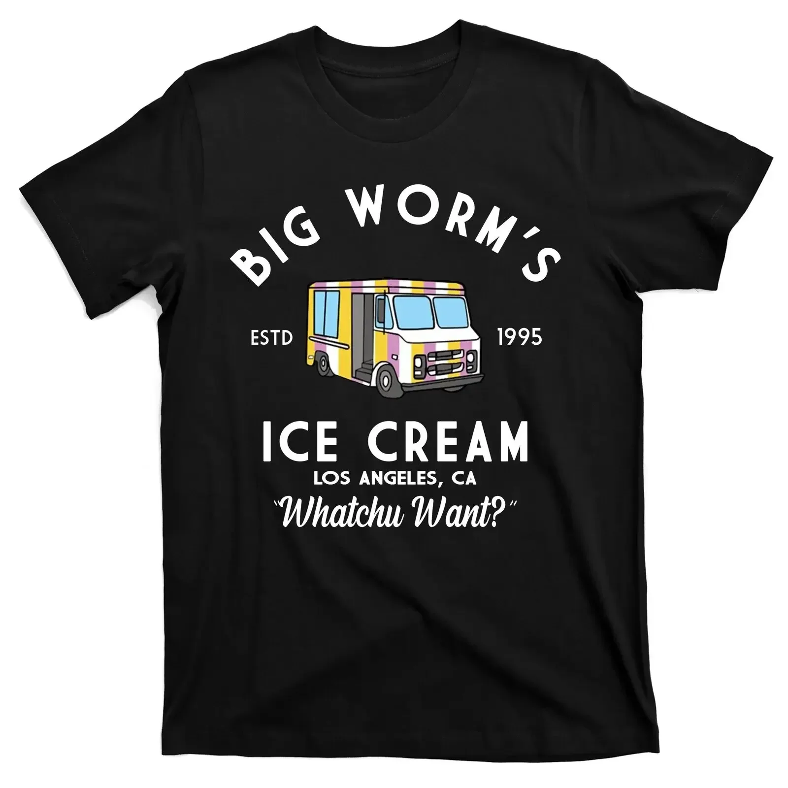 Big Worms Ice Cream Truck Vintage 1995 T-Shirt Regular Fit Short Sleeve Tops