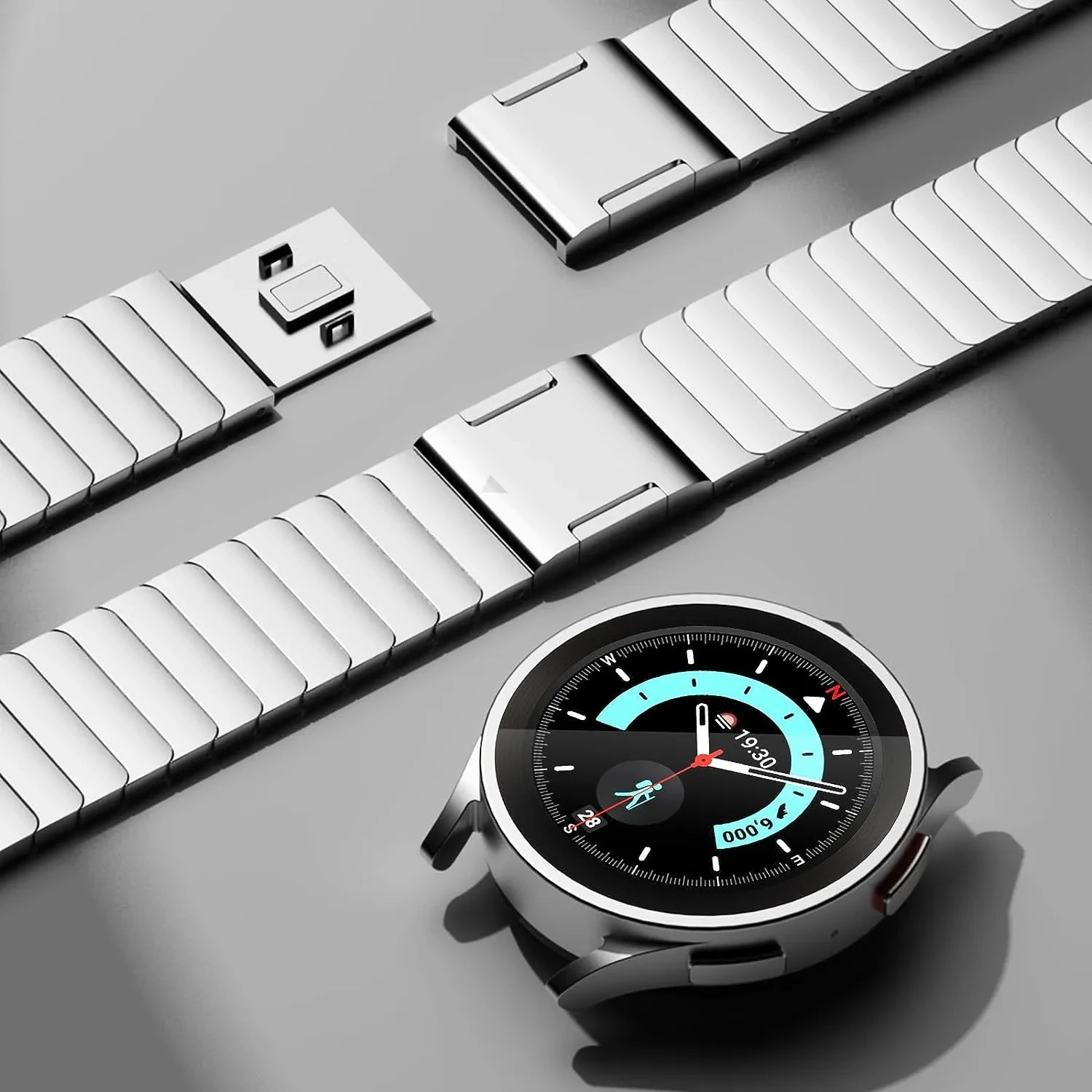 حزام من الستانلس ستيل لساعة سامسونج جالاكسي ، سوار الإفراج السريع ، كلاسيك 5Pro ، لا فجوة ، 6 ، 5 ، 4 ، 40 مللي متر ، 44 مللي متر