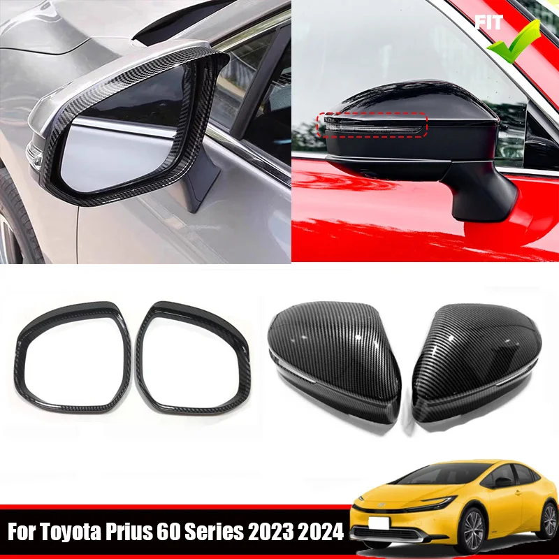 For Toyota Prius 60 Series PHEV 2023 2024 Car Styling ABS chrome Side Rear View Mirror Cover Caps Shell Rain Frame Accessories