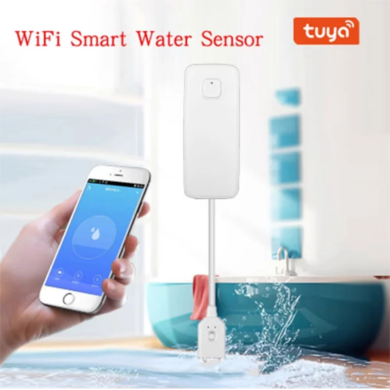 Tuya Smart Flood Leakage Sensor Remote Monitor WiFi Water Overflow Level Detector Water Leak Sensor Security Sound Alarm System