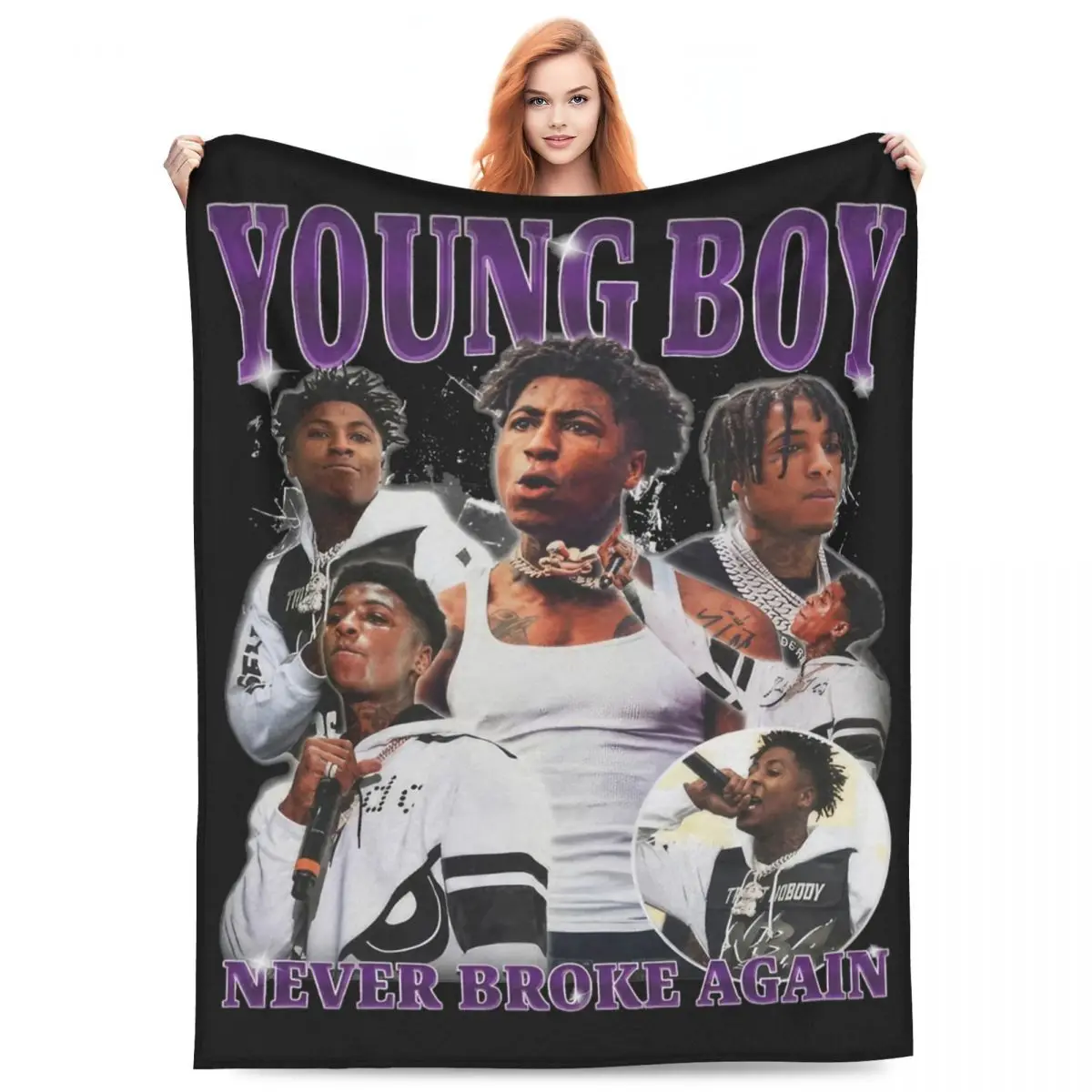 Rapper Youngboy Never Broke Again Blanket Fleece Summer Breathable Warm Throw Blankets for Bedding Bedroom Rug Piece