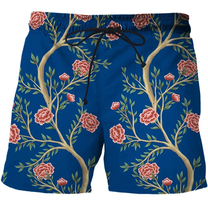 Pantaloncini da spiaggia floreali tropicali stampati in 3D Harajuku estivi per uomo costume da bagno moda bambino Cool Streetwear pantaloni corti abbigliamento