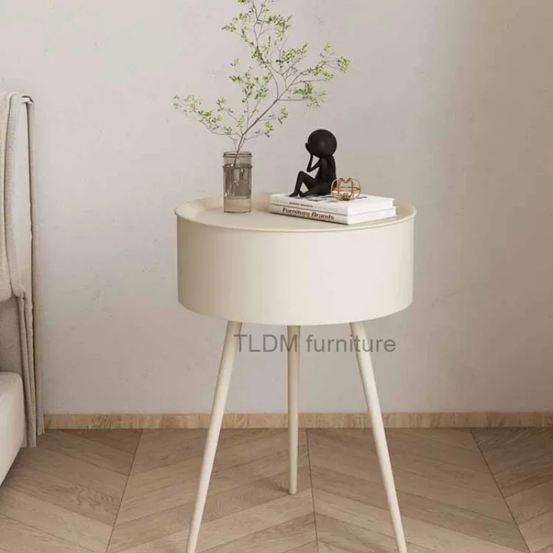 

Cream Wrought Iron Chairs Bedside Table Modern Simple Creative Round Alternative Chairs Children Small Bedside Storage Furniture