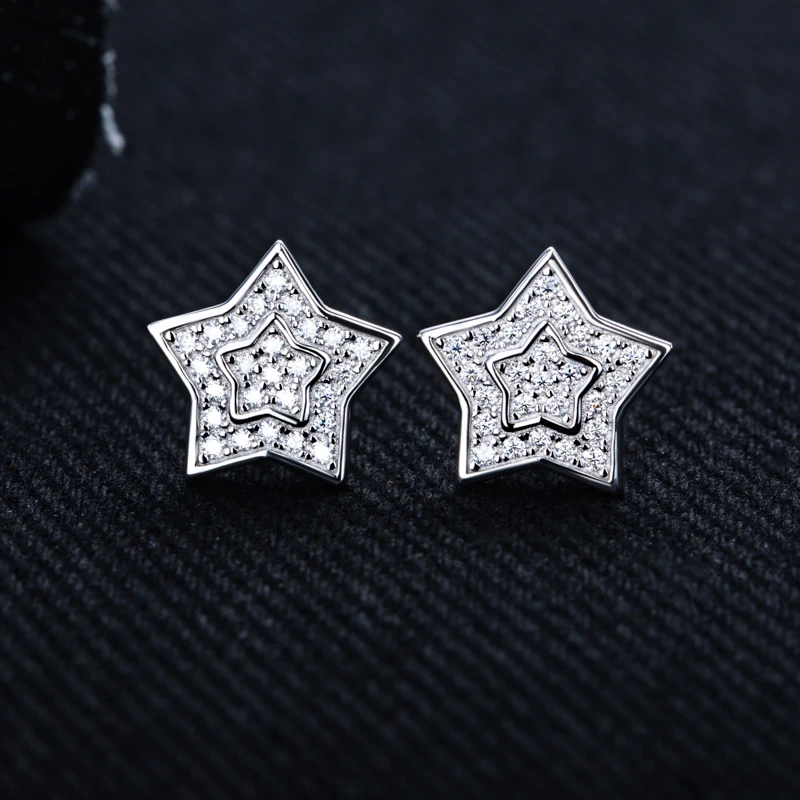 MossanRappr 0.27cttw مويسانيتي مثلج خارج ستار وأقراط للرجال والنساء 925 فضة الهيب هوب أقراط مجوهرات هدايا #2