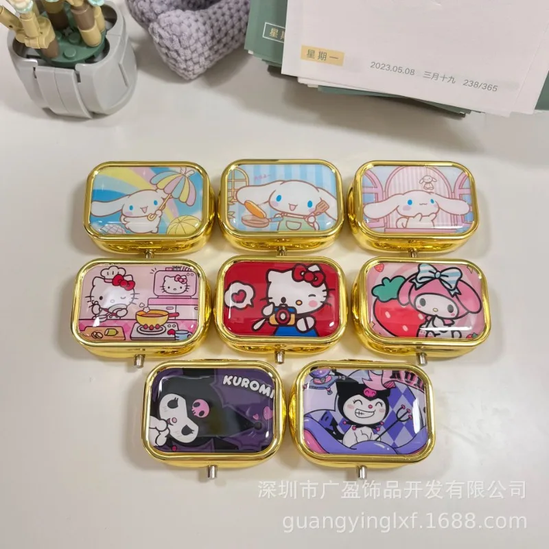 Sanrio portagioie carino Kawaii portagioie da viaggio portatile con organizzatore di gioielli a specchio HD scatola portaoggetti multifunzione regali