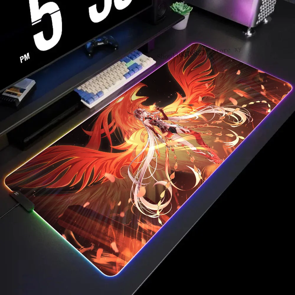 

Fu Hua Honkai Impact 3rd Mousepad XXL RGB Gaming Mouse Pads HD Black Gamer Accessories Large LED