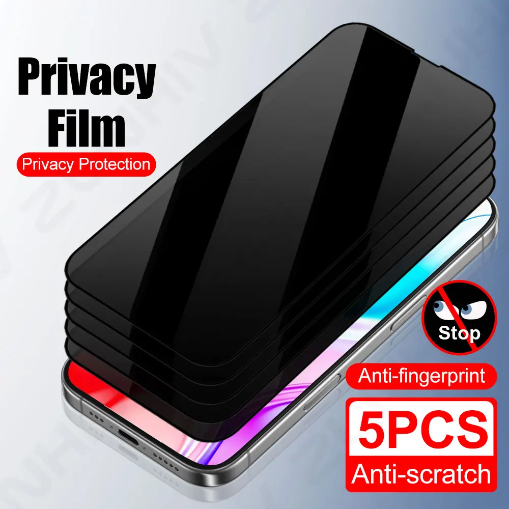 5Pcs Privacy Phone Screen Protector for iPhone 17 Air 16 Pro Tempered Glass Protective Film 15 14 Plus Glass Smartphone 13 12 11