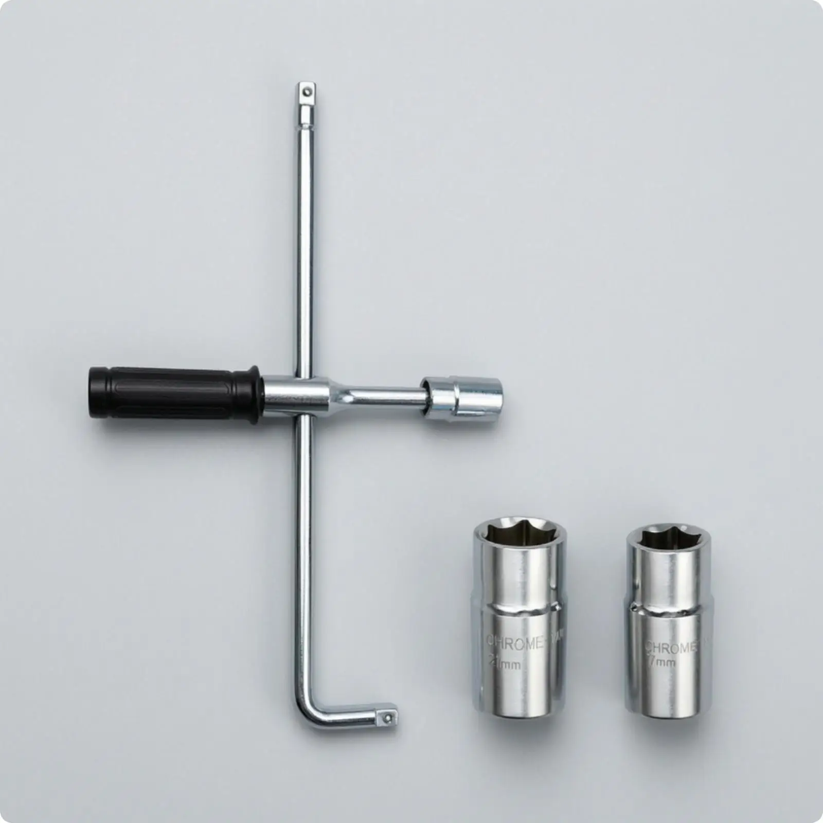 4 Way Cross Wheel Wrench with Rotating Handle Chrome Steel Tire Iron for Lug Nut Removal and Spare Tire Installation on Vehicles