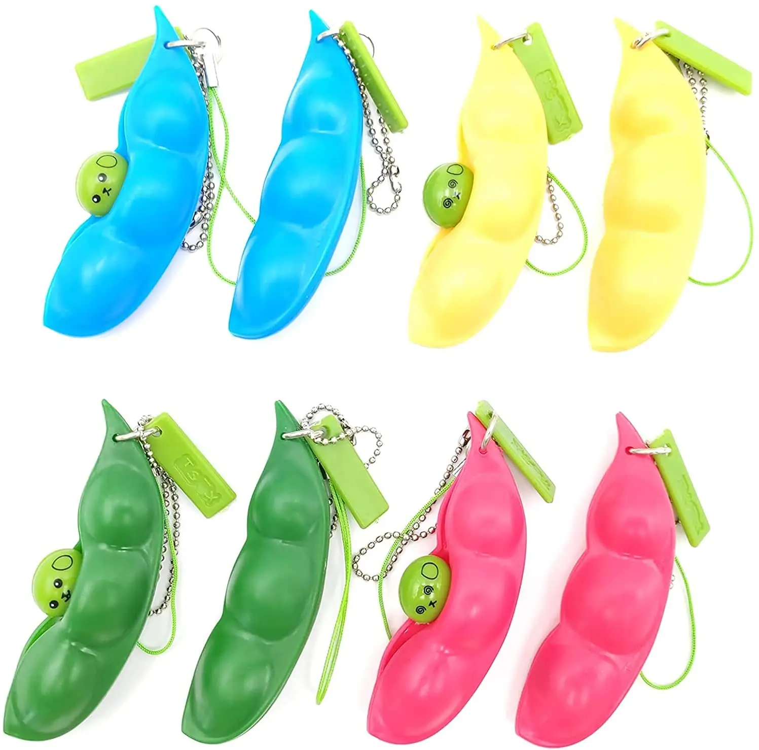 Fidget Toys Decompression Edamame Toys Squishy Squeeze Beans Keychain Cute Stress Adult Toy Rubber Girls Boys Xmas Gift