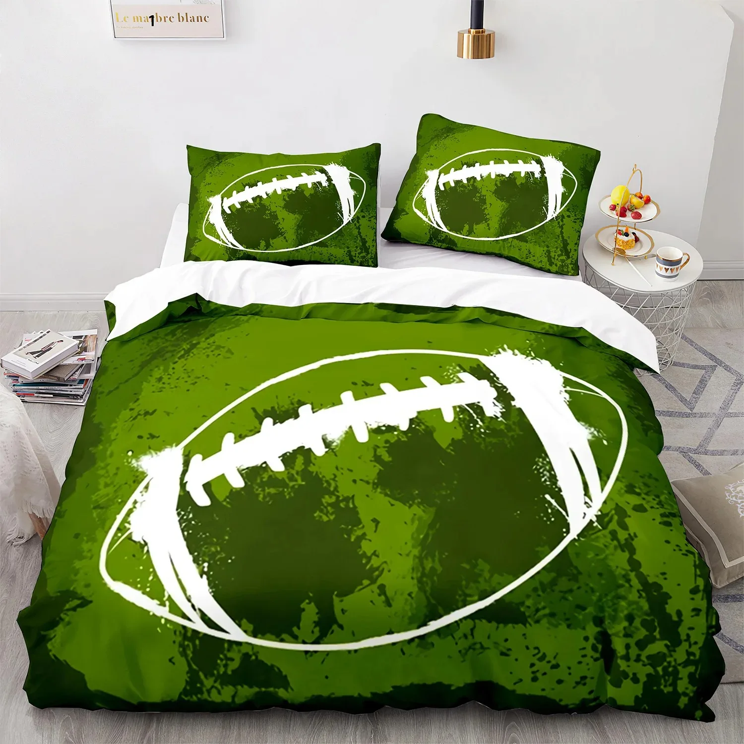 Football Duvet Cover For Boys Girls Burning Football Microfiber Sports Games Theme Soft King Size Quilt Cover