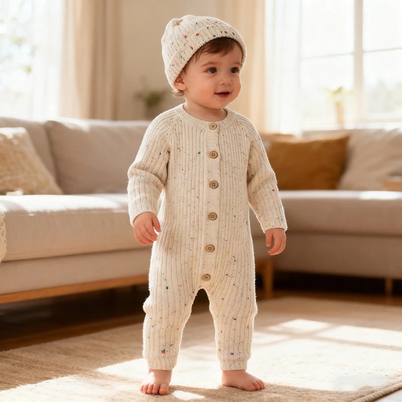 

New Spring Winter 0-24M Kids Knitted Romper Toddler Baby Boys Girl Knitted Romper Infant Baby Long Sleeved Fashion Jumpsuit