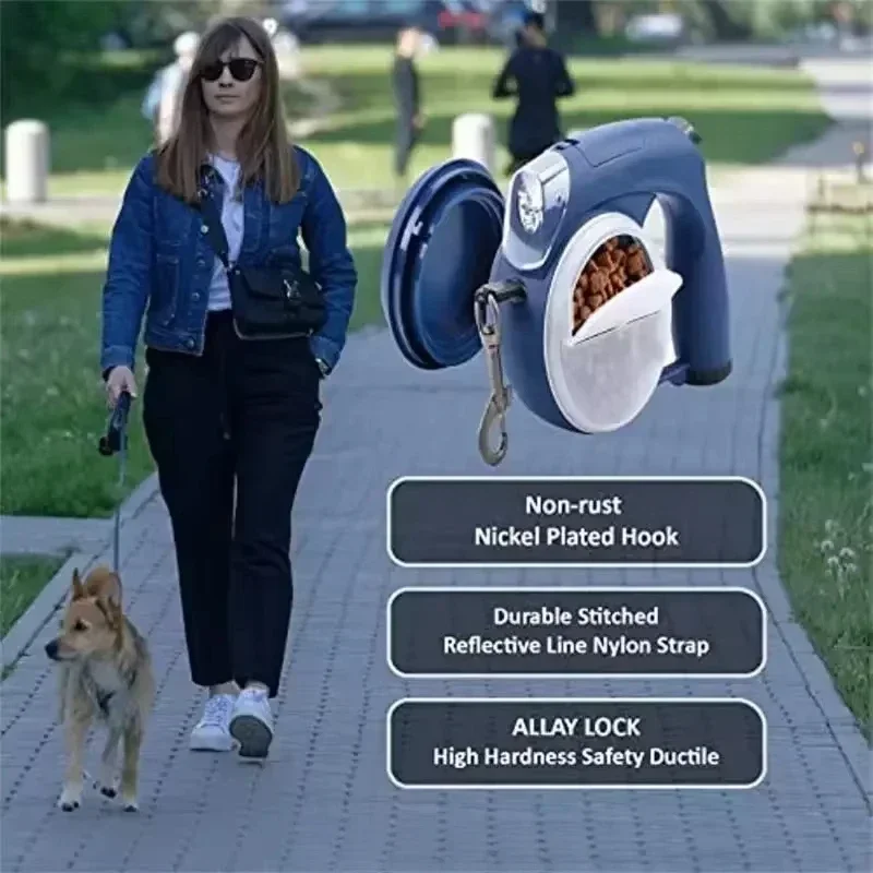 

Retractable Dog Leash with Light for Night Walking Pet Leash with Poop Bag Water Bowl Box 13 FT Strong Dog Leash